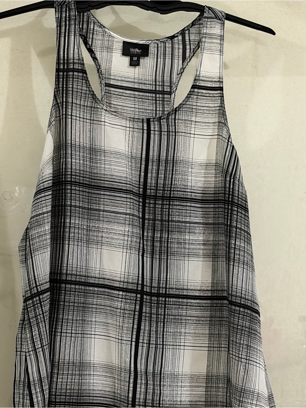 Aldo Black and White Plaid Racerback Tank